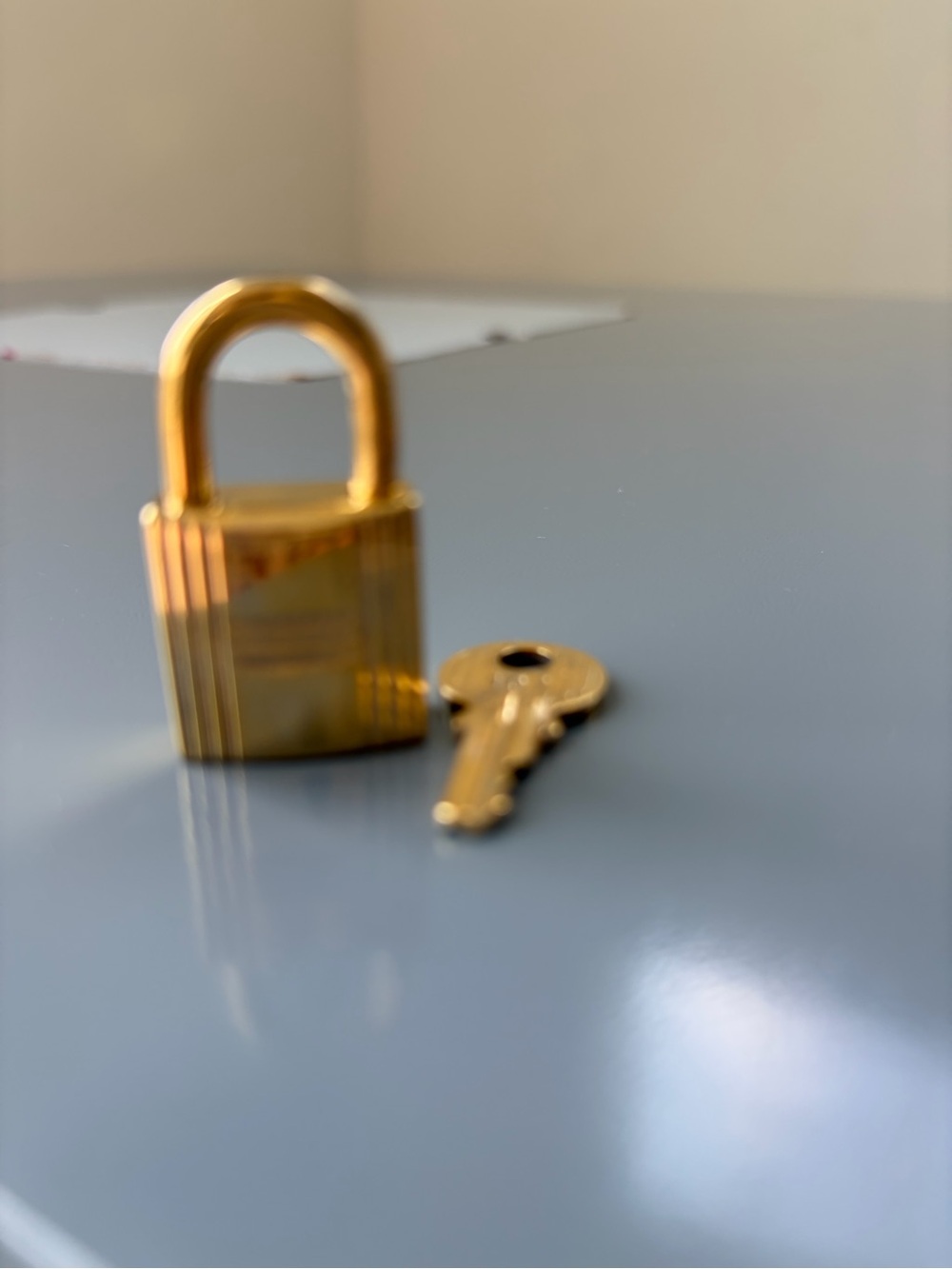 Hermes Gold-Tone Padlock and Key Keychain Accessory - Picture 5 of 6